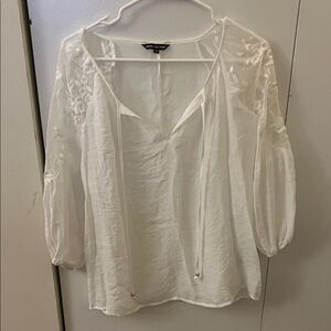 Unique Spectrum White Blouse with Embroidered Details